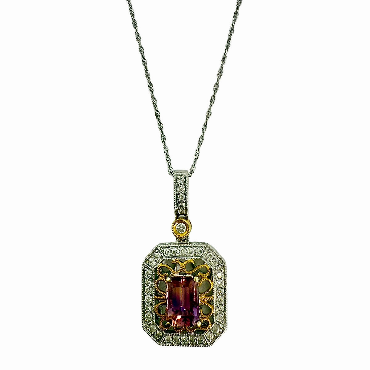 Morganite and Diamond Pendant Necklace