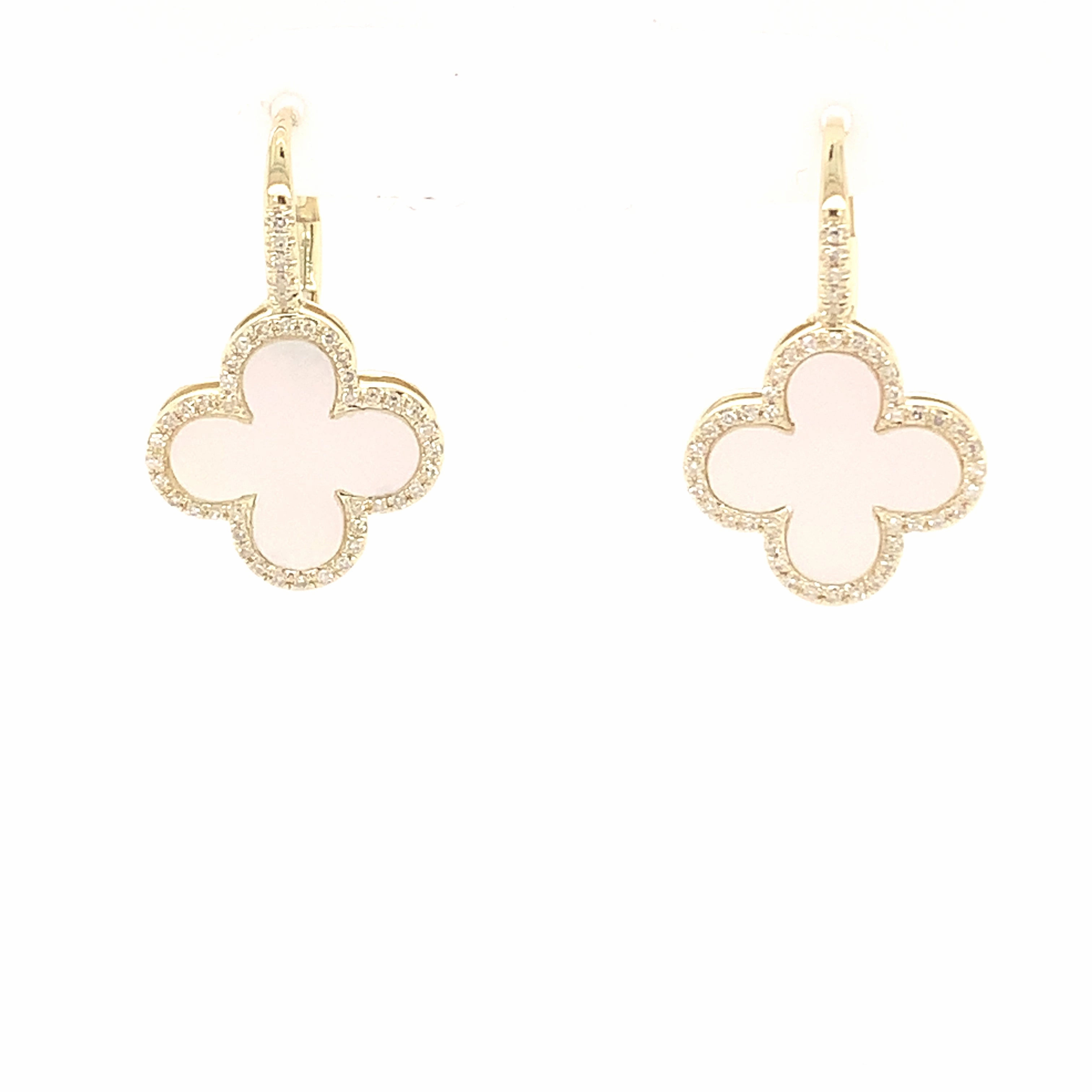Mother of Pearl Clover Drop Earrings
