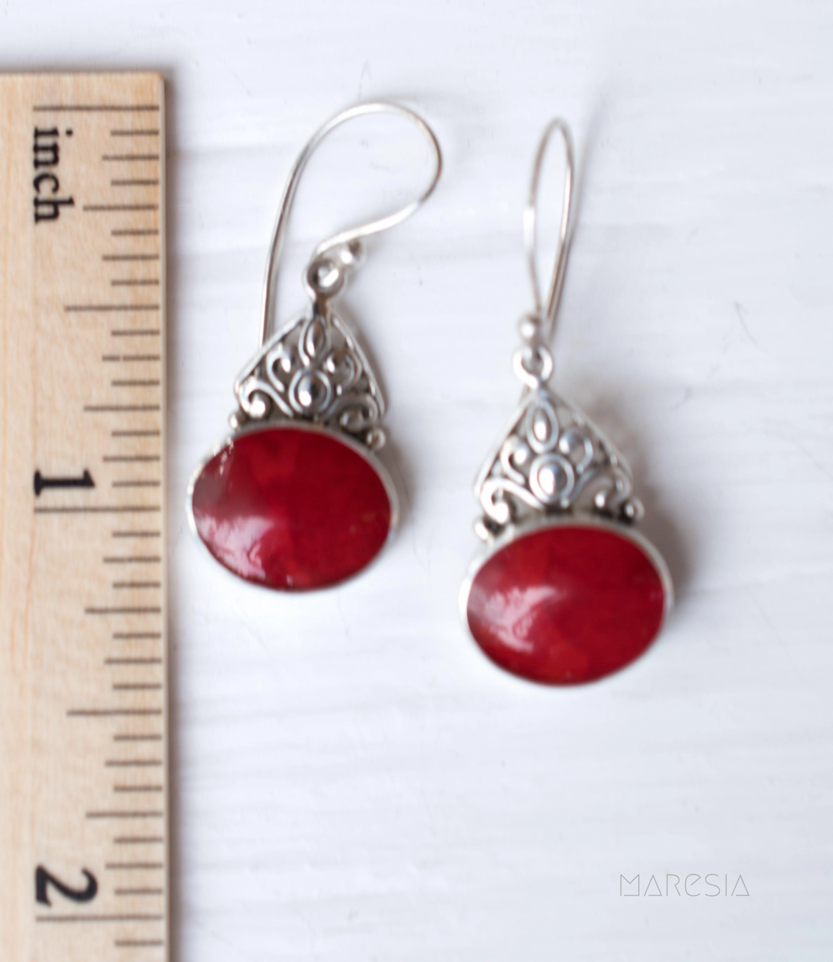 Mother of Pearl or Coral Earrings ~ Sterling Silver 925 ~ SME068