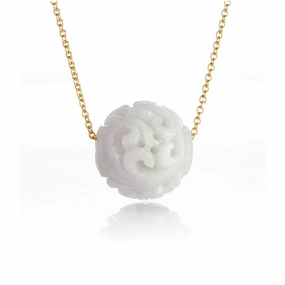 Mottled Lavender Jade Dragon Ball Pendant Necklace