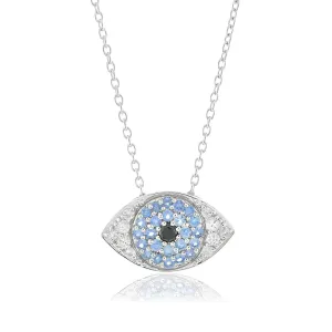 Multi-Color Sapphire Evil Eye Pendant Necklace