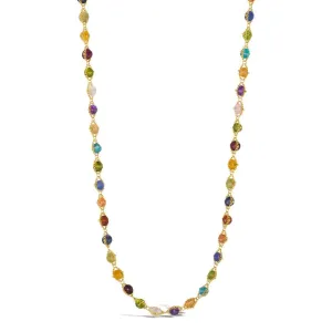 Multi-Colored Gemstone Woven Necklace