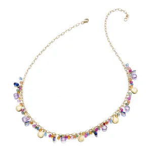 Multi-Stone Rainbow Drop Necklace