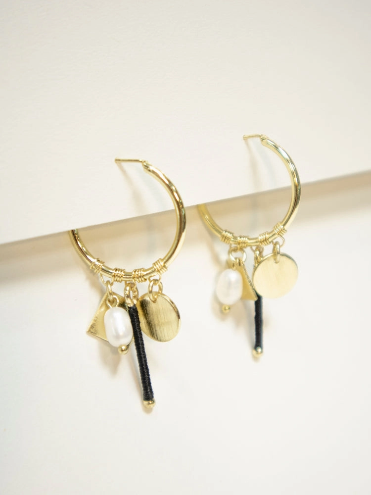 Multi Charm Hoop Earrings - Gold