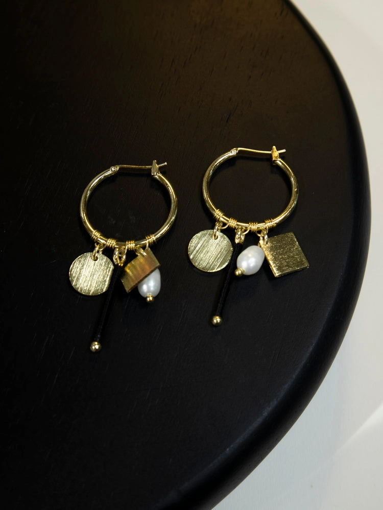 Multi Charm Hoop Earrings - Gold
