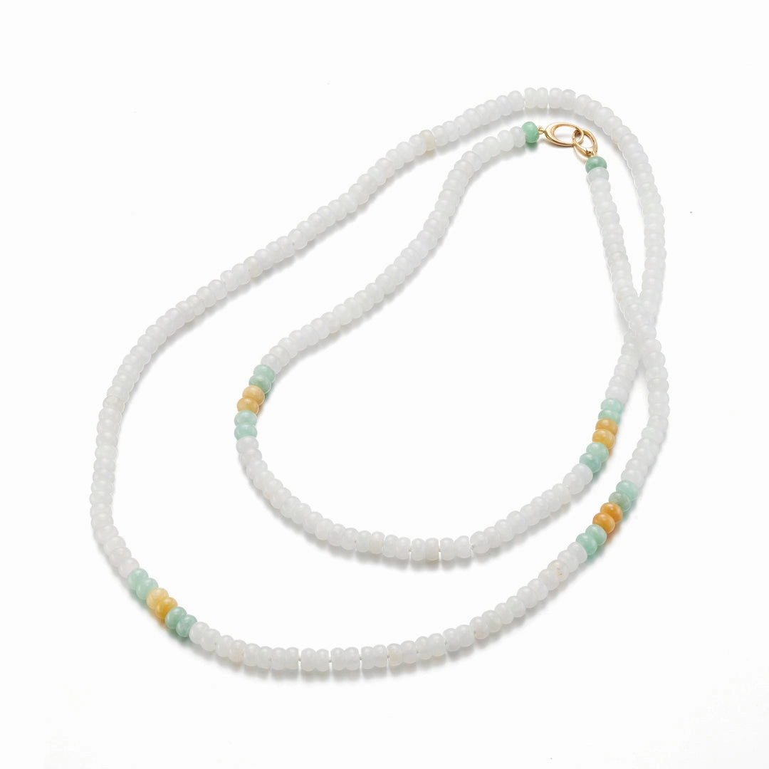 Multi-Color Jade Rondelle Long Necklace