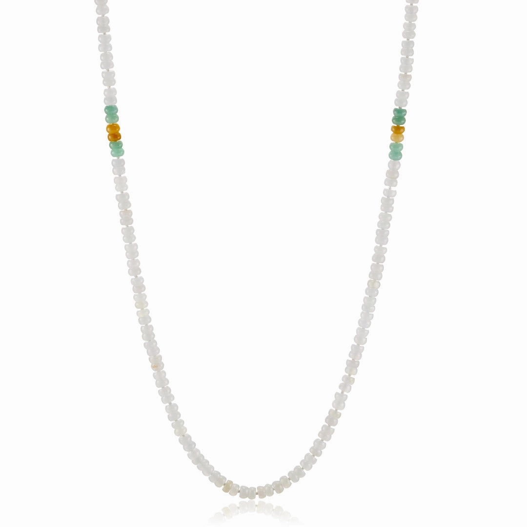 Multi-Color Jade Rondelle Long Necklace
