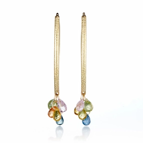 Multi-Color Sapphire Navette Earrings