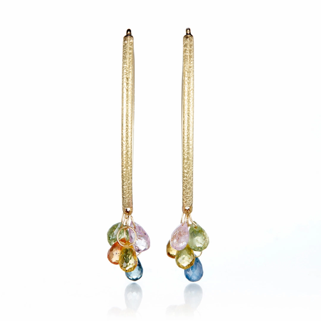 Multi-Color Sapphire Navette Earrings