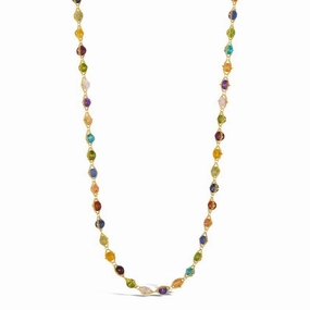 Multi-Colored Gemstone Woven Necklace