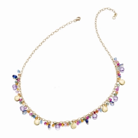Multi-Stone Rainbow Drop Necklace