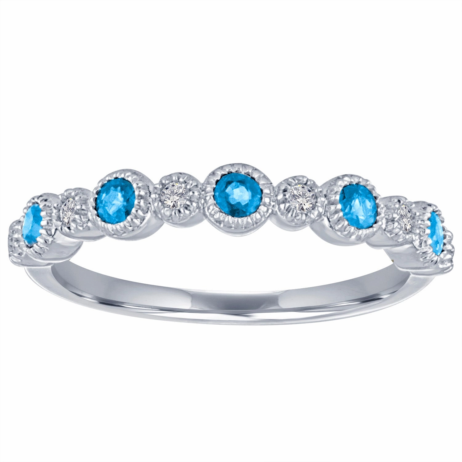 My Story Beaded Blue Topaz & Diamond Ring
