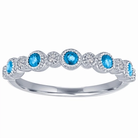 My Story Beaded Blue Topaz & Diamond Ring