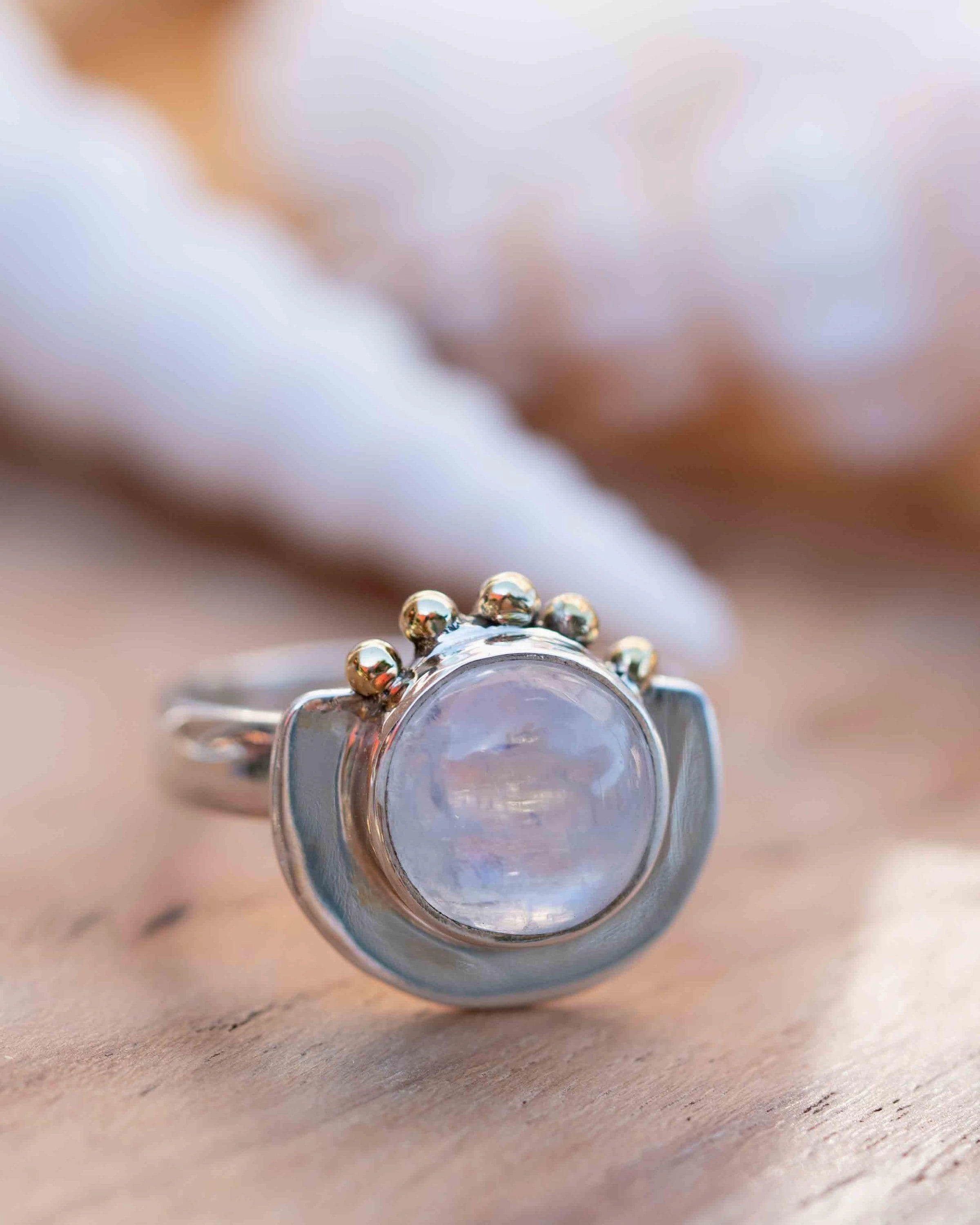 Nesta Moonstone Ring ~ Sterling Silver 925 and brass ~ MR280
