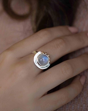 Nesta Moonstone Ring ~ Sterling Silver 925 and brass ~ MR280