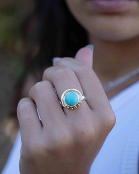 Nesta Ring ~ Turquoise ~ Sterling Silver 925 and brass ~ MR279