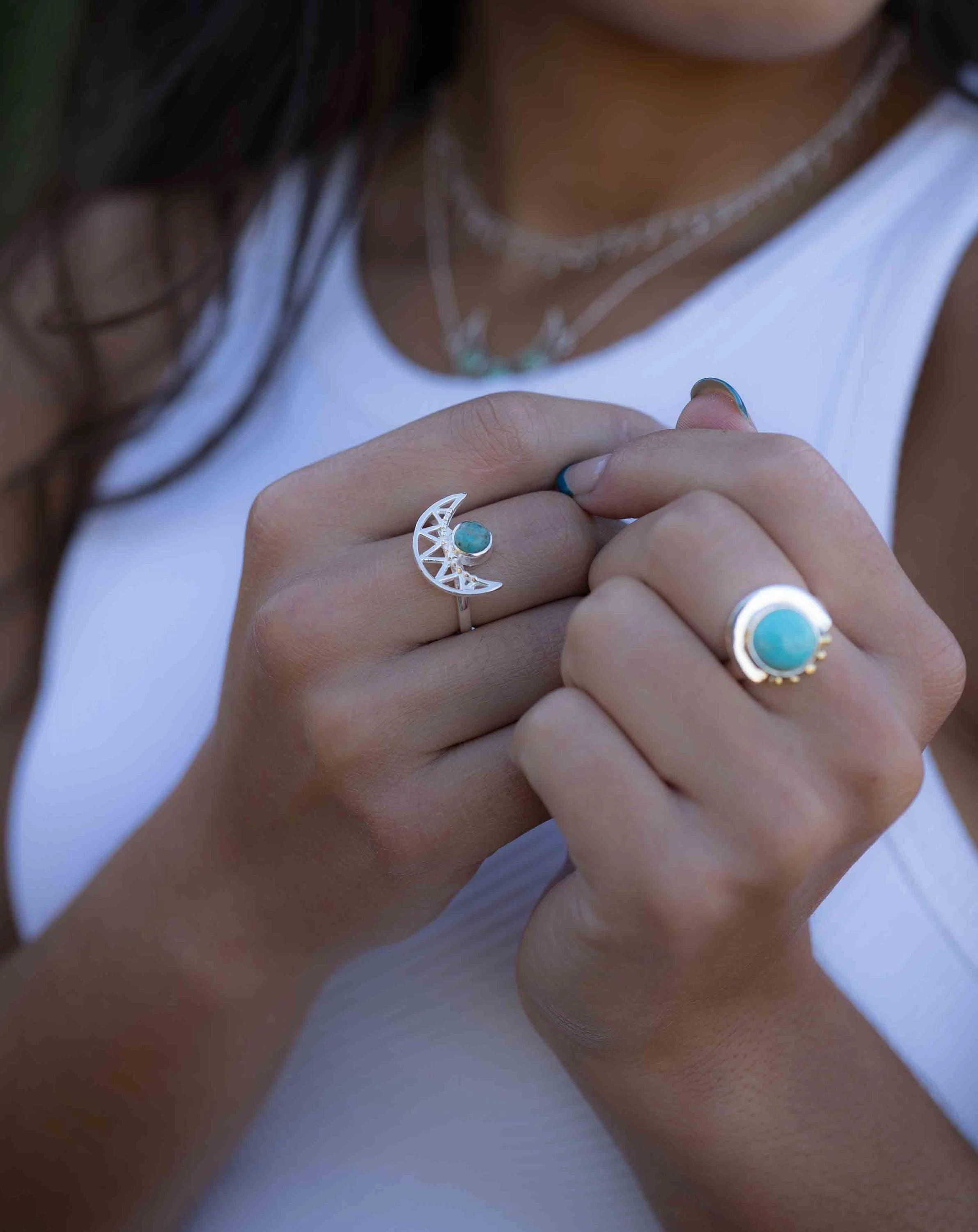 Nesta Ring ~ Turquoise ~ Sterling Silver 925 and brass ~ MR279