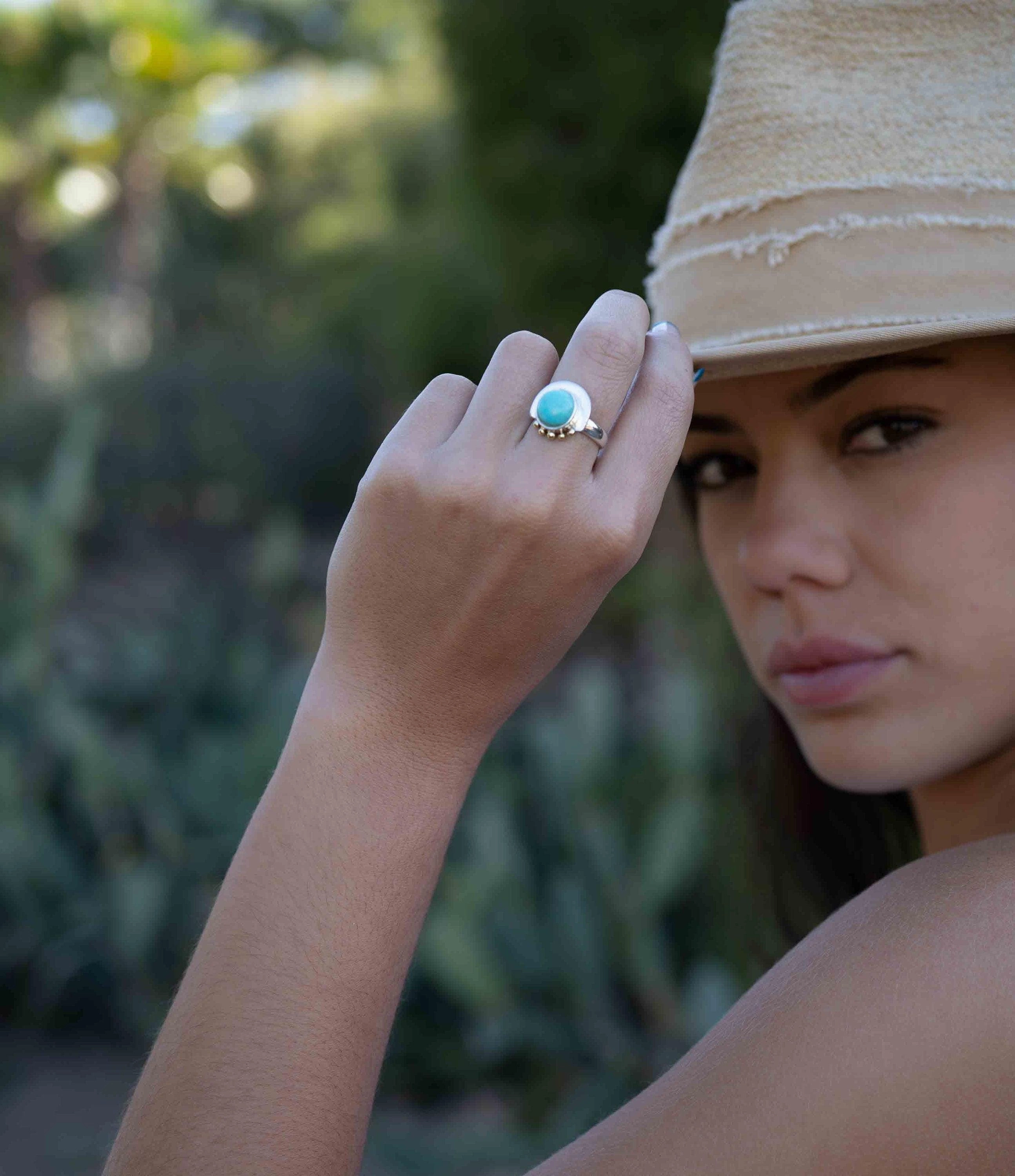 Nesta Ring ~ Turquoise ~ Sterling Silver 925 and brass ~ MR279