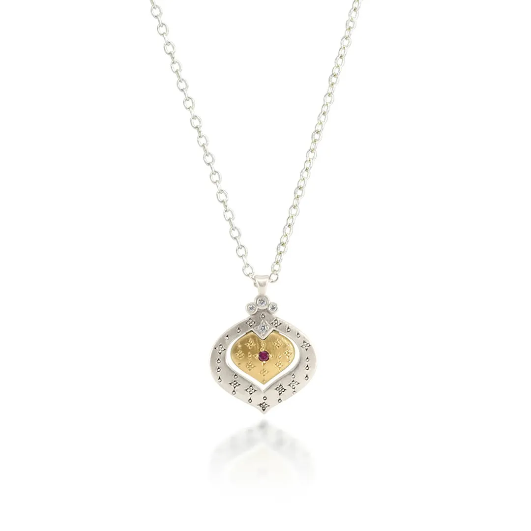 Nested Heart Two-Toned Pendant Necklace