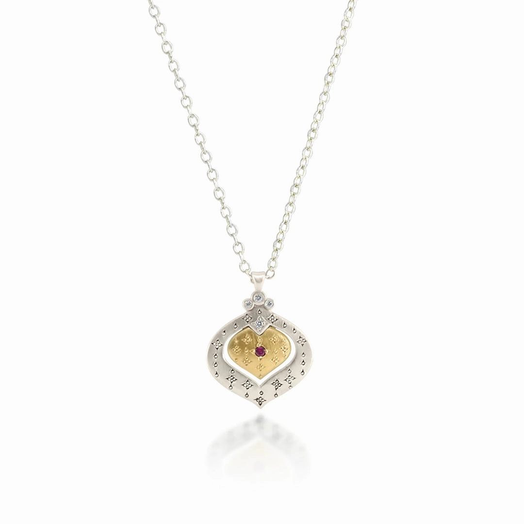Nested Heart Two-Toned Pendant Necklace