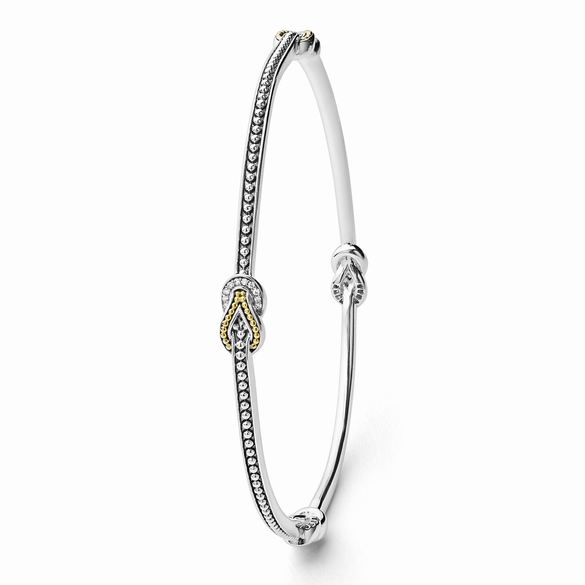 Newport Four Station Two-Tone Knot Diamond Bangle Bracelet