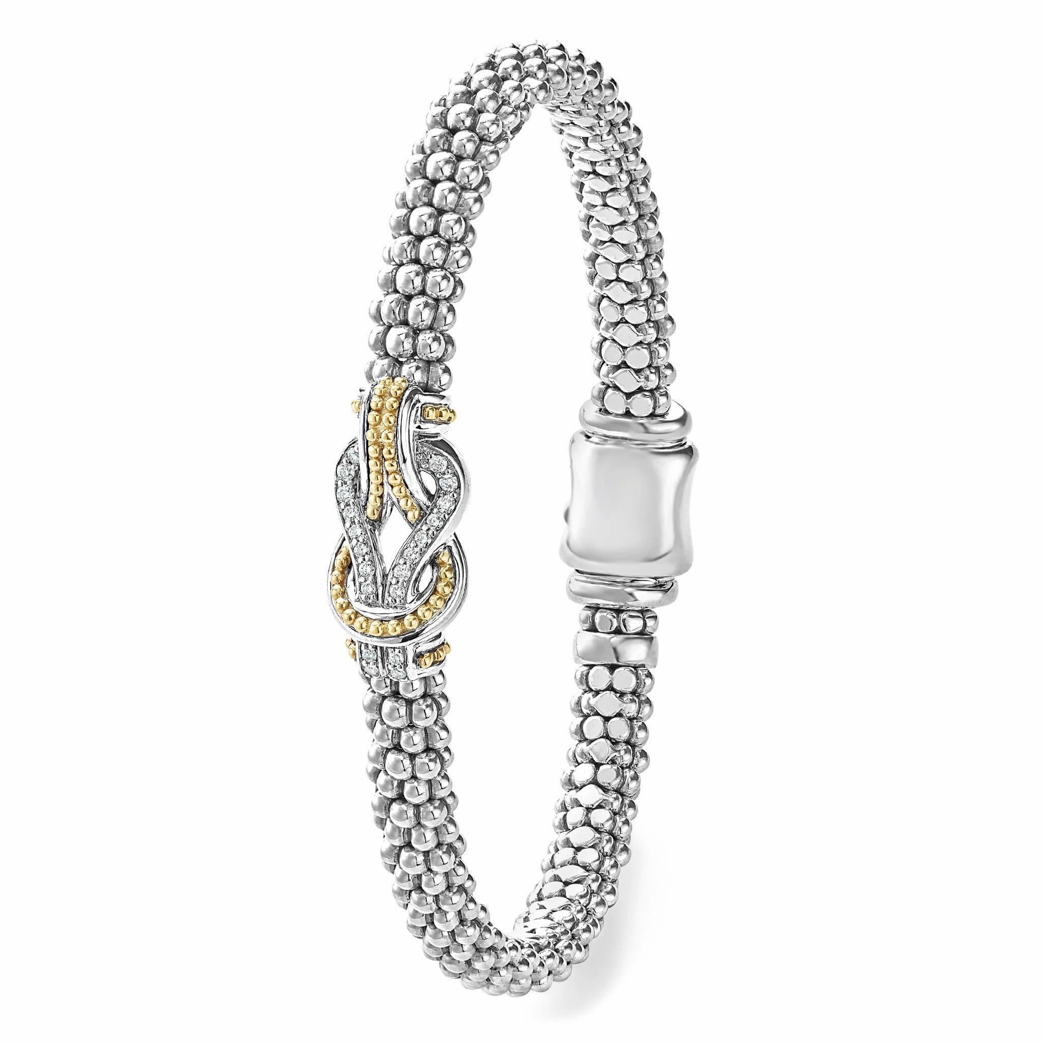 Newport Two-Tone Knot Caviar Diamond Bracelet | 6mm