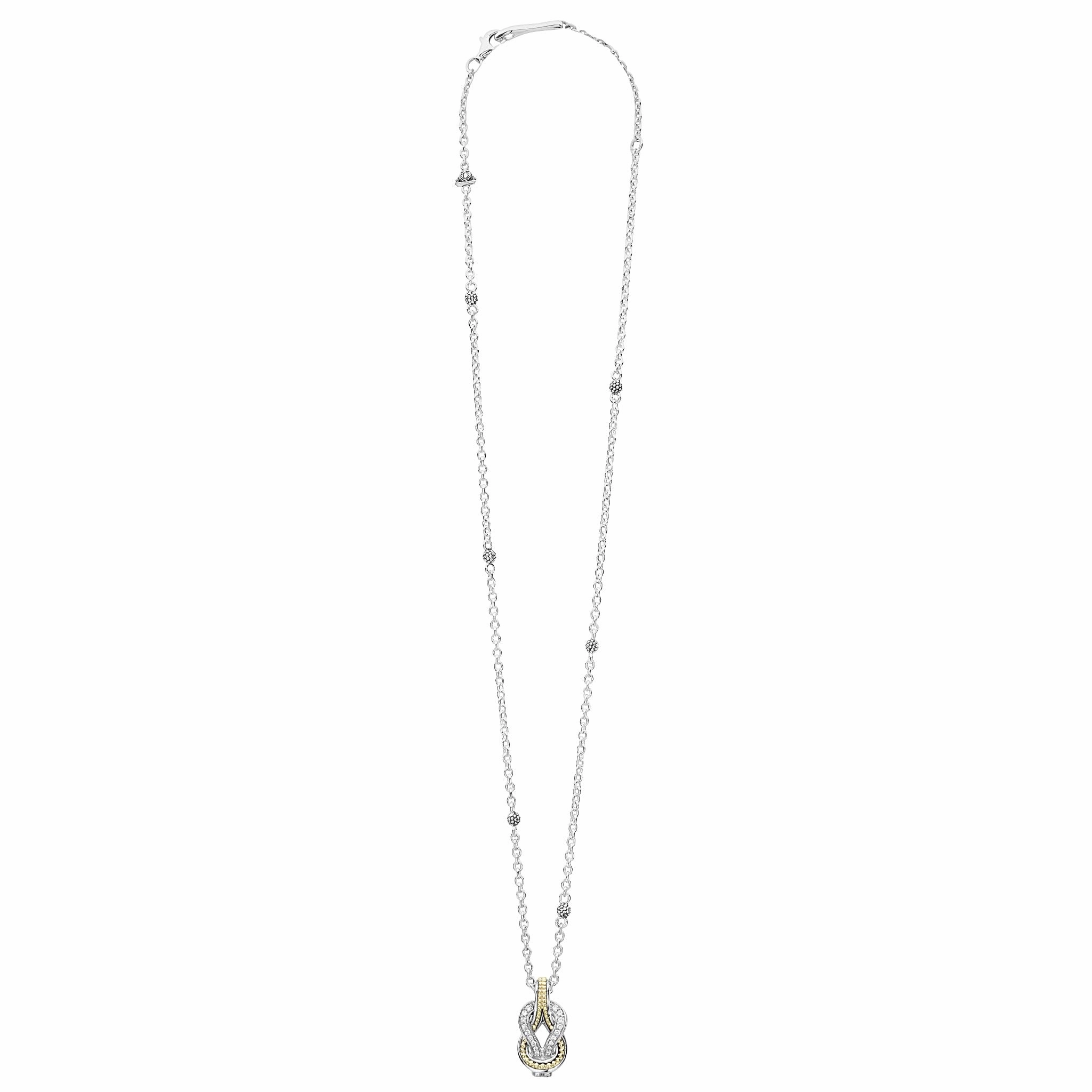 Newport Two-Tone Knot Diamond Pendant Necklace