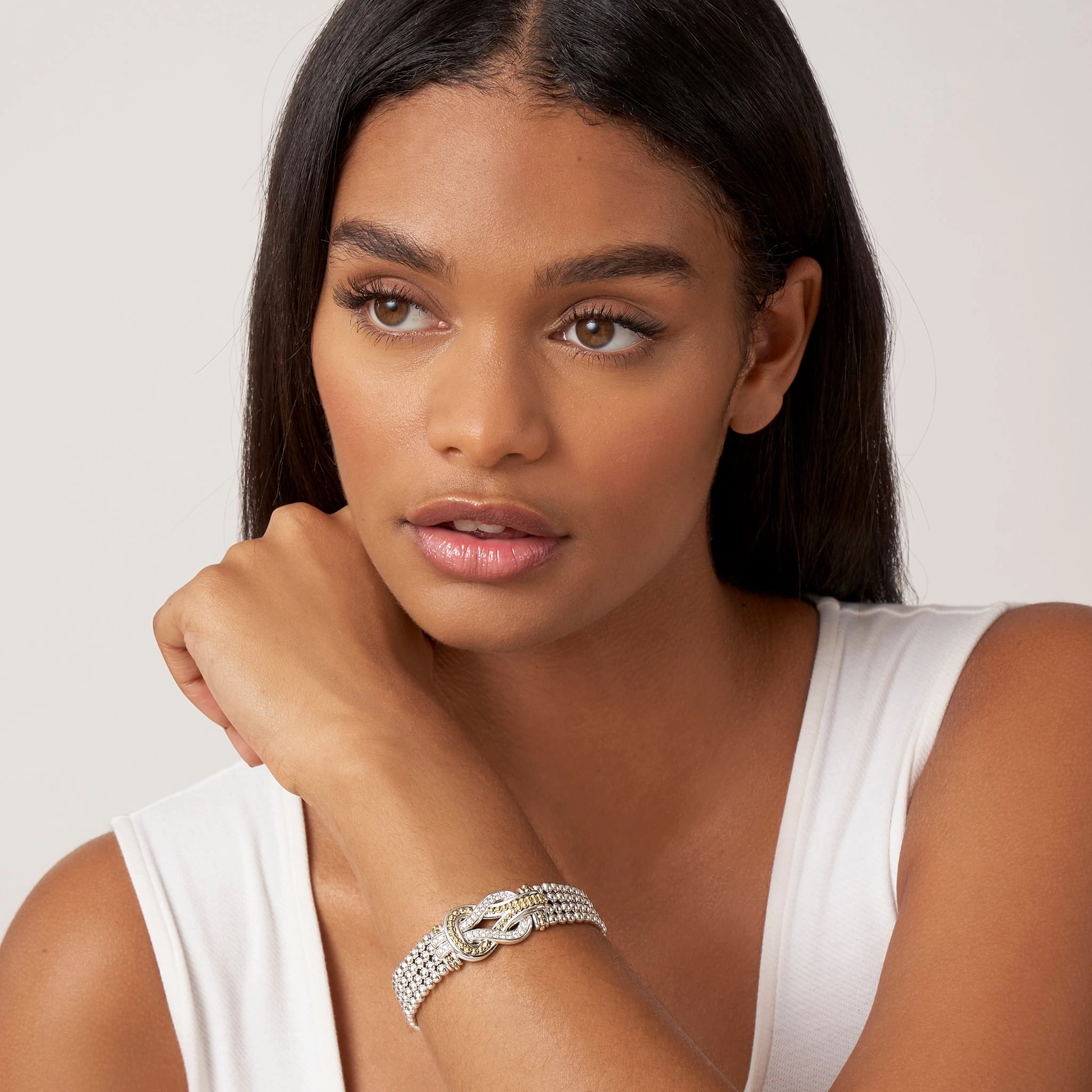 Newport Two-Tone Knot Diamond Statement Bracelet
