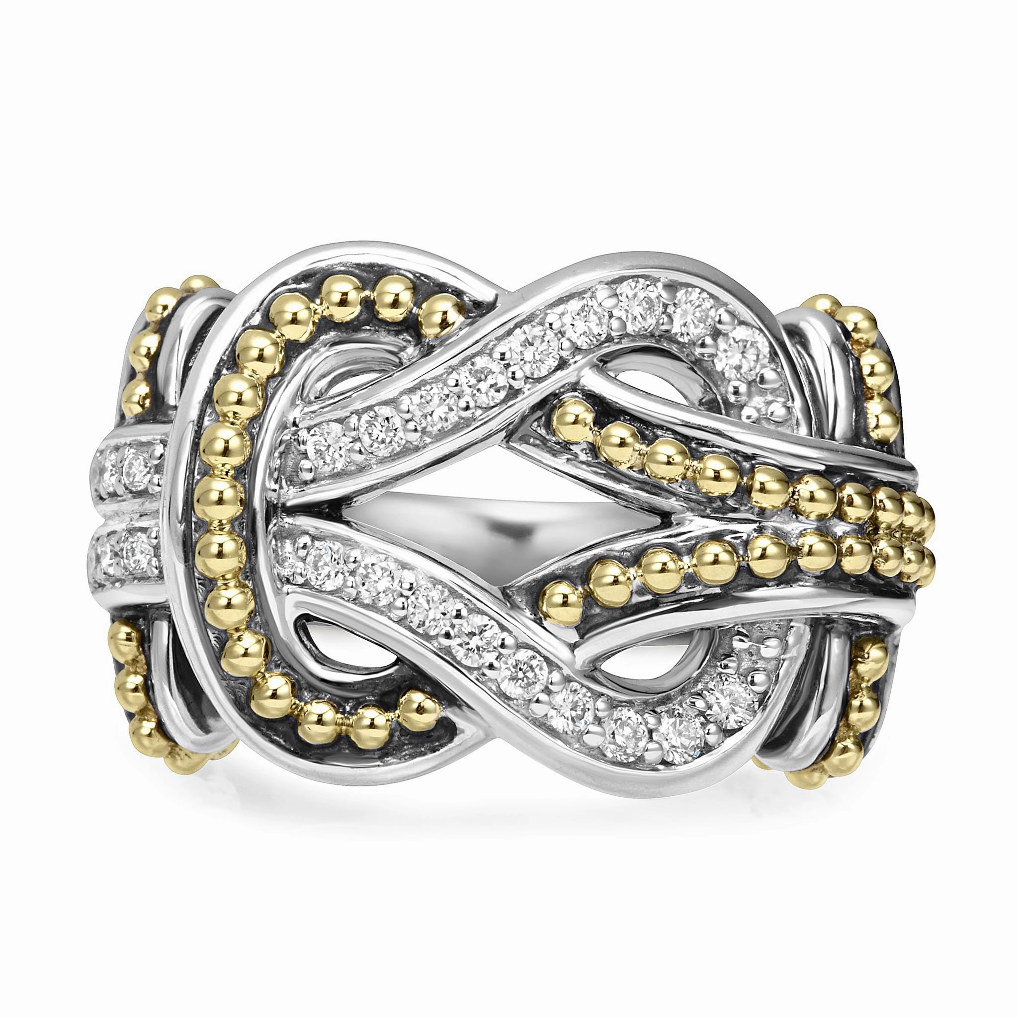 Newport Two-Tone Knot Diamond Statement Ring