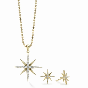 North Star 18K Gold and Diamond Star Gift Set