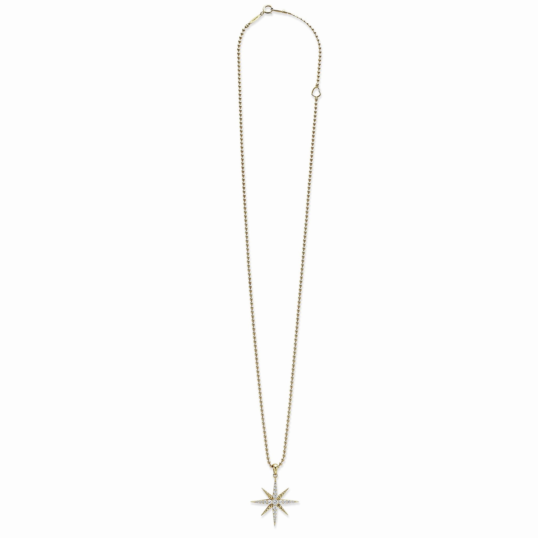 North Star 18K Gold Delicate Diamond Pendant Necklace