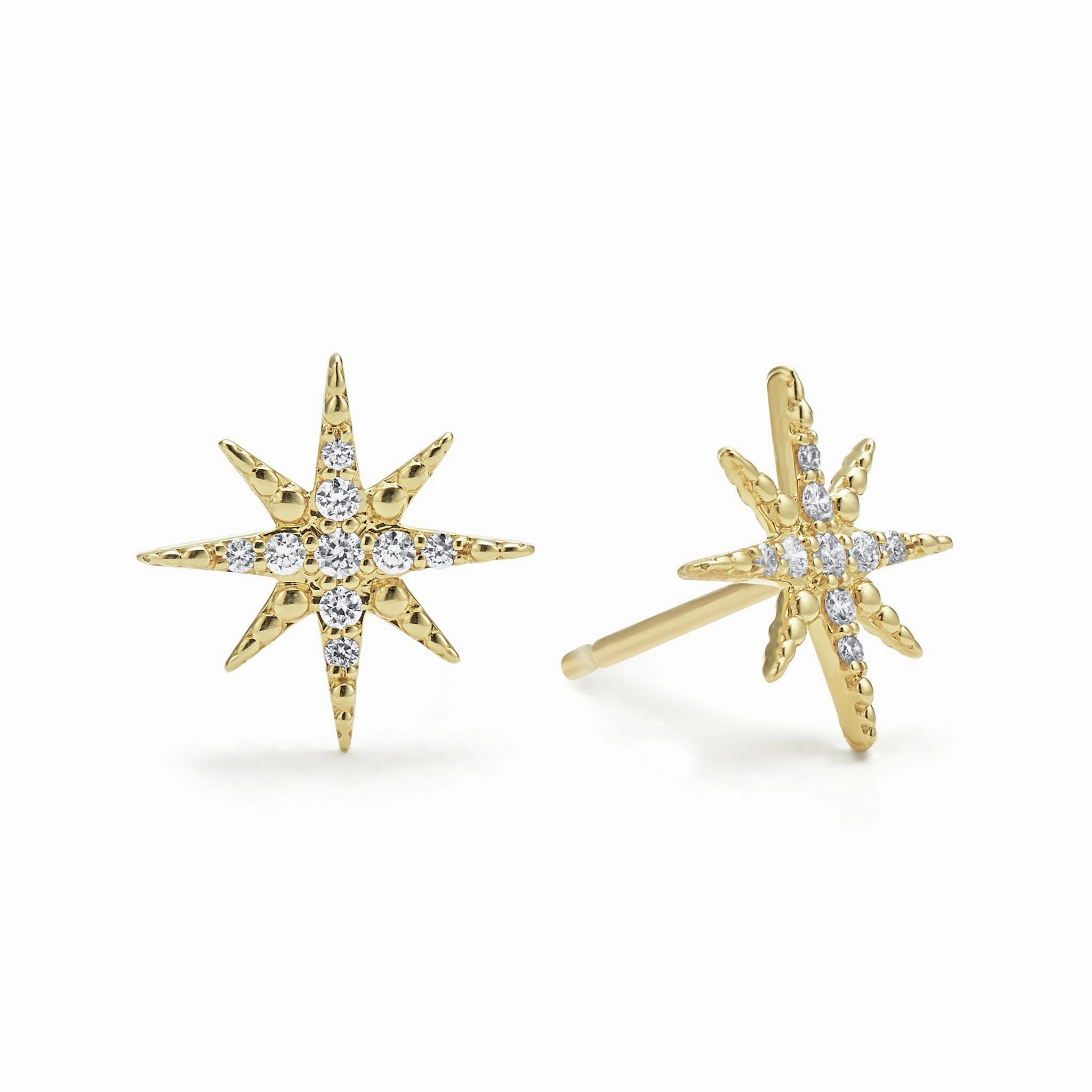 North Star 18K Gold Diamond Stud Earrings