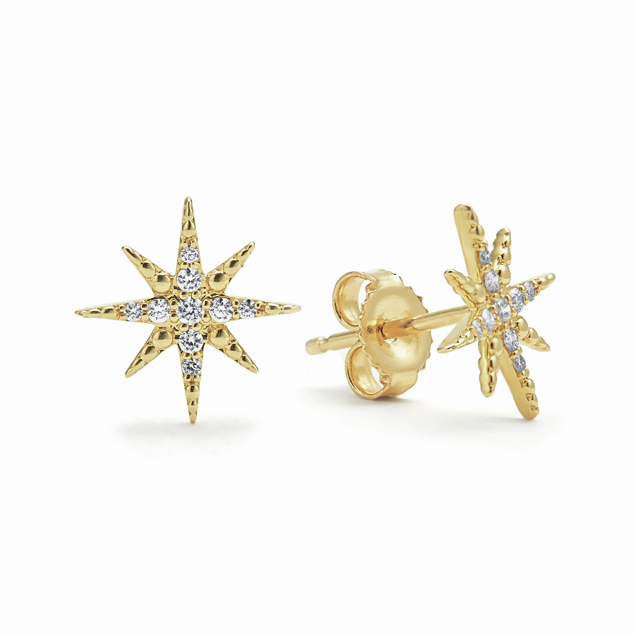 North Star 18K Gold Diamond Stud Earrings