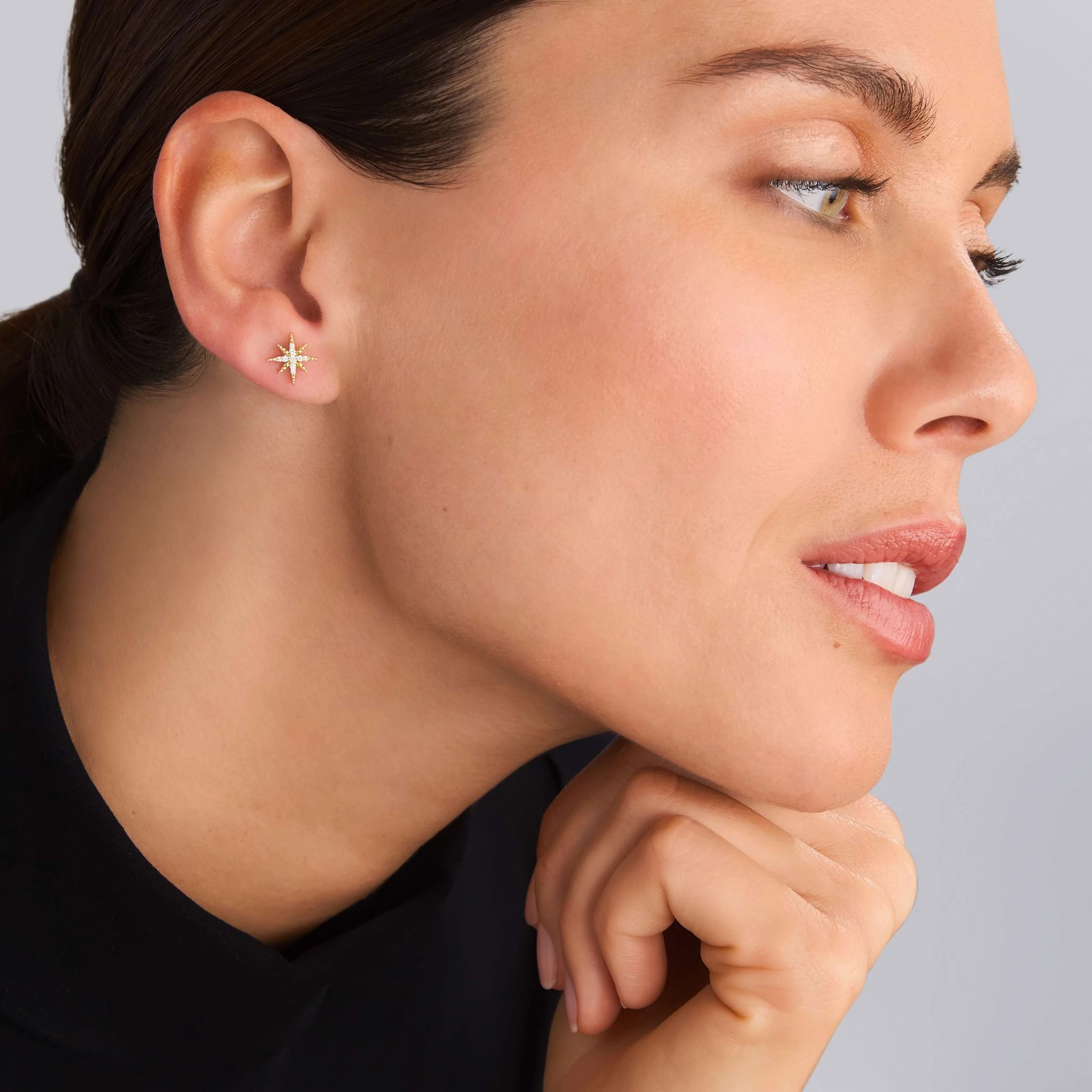 North Star 18K Gold Diamond Stud Earrings
