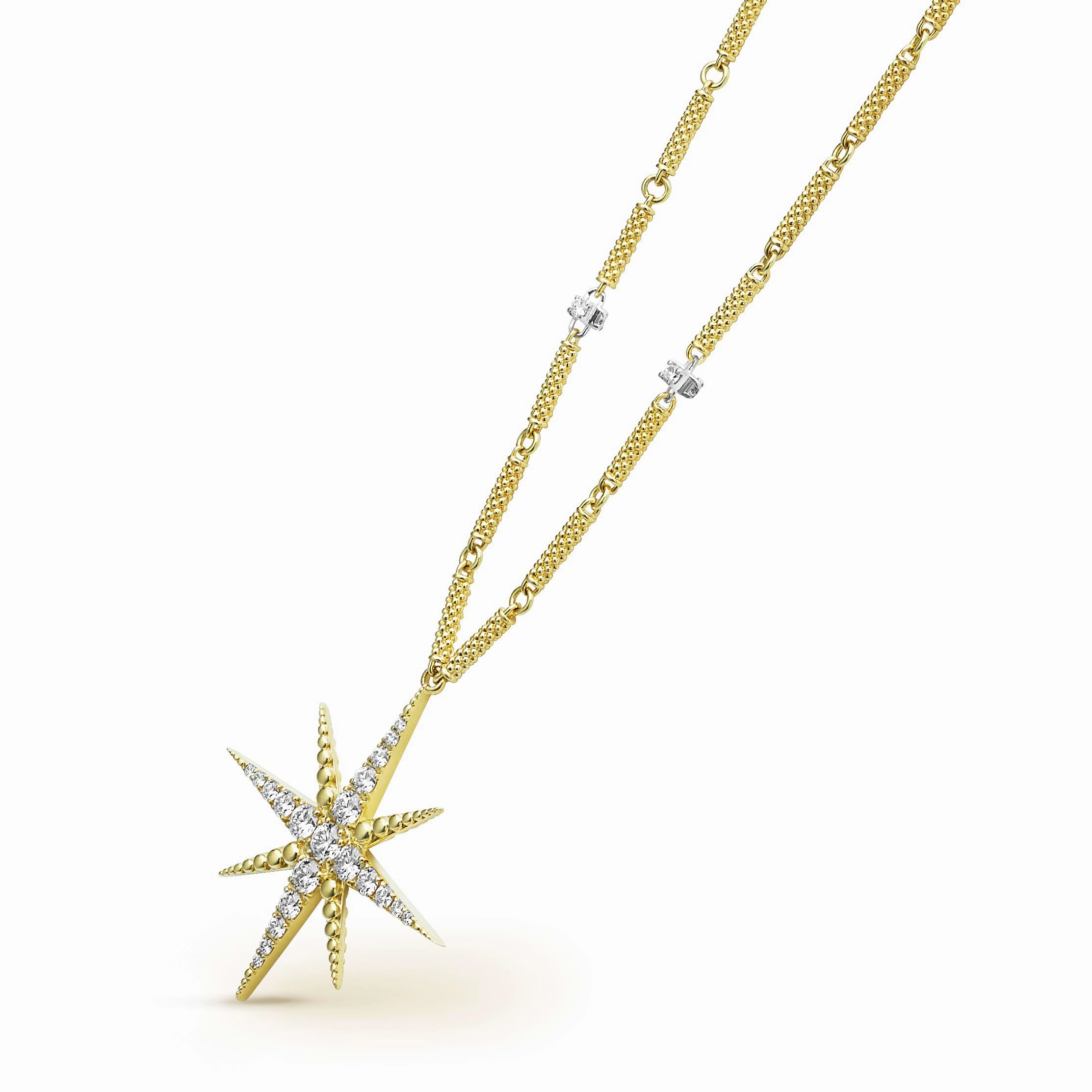 North Star 18K Gold Statement Diamond Pendant Necklace