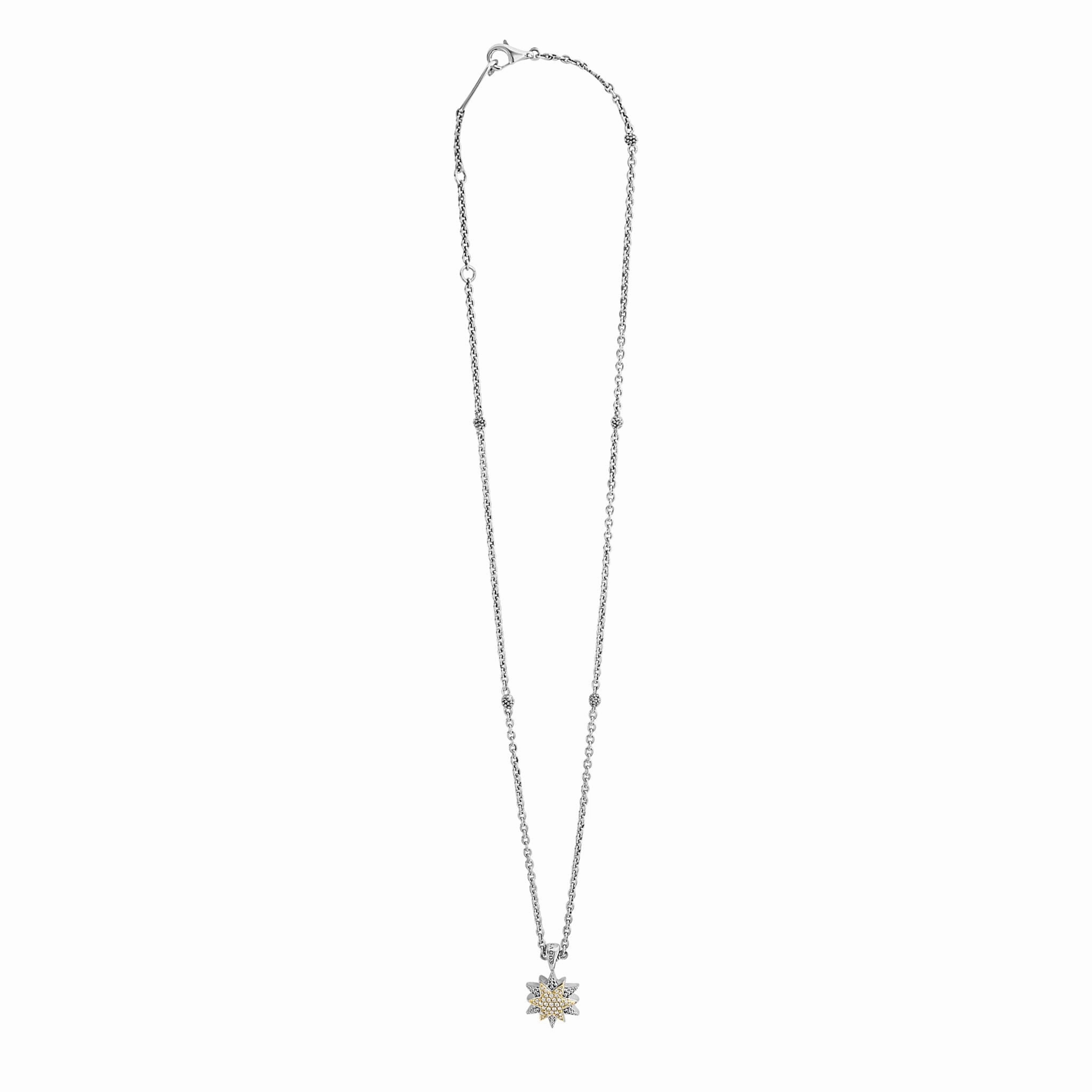 North Star Two-Tone Star Diamond Pendant Necklace