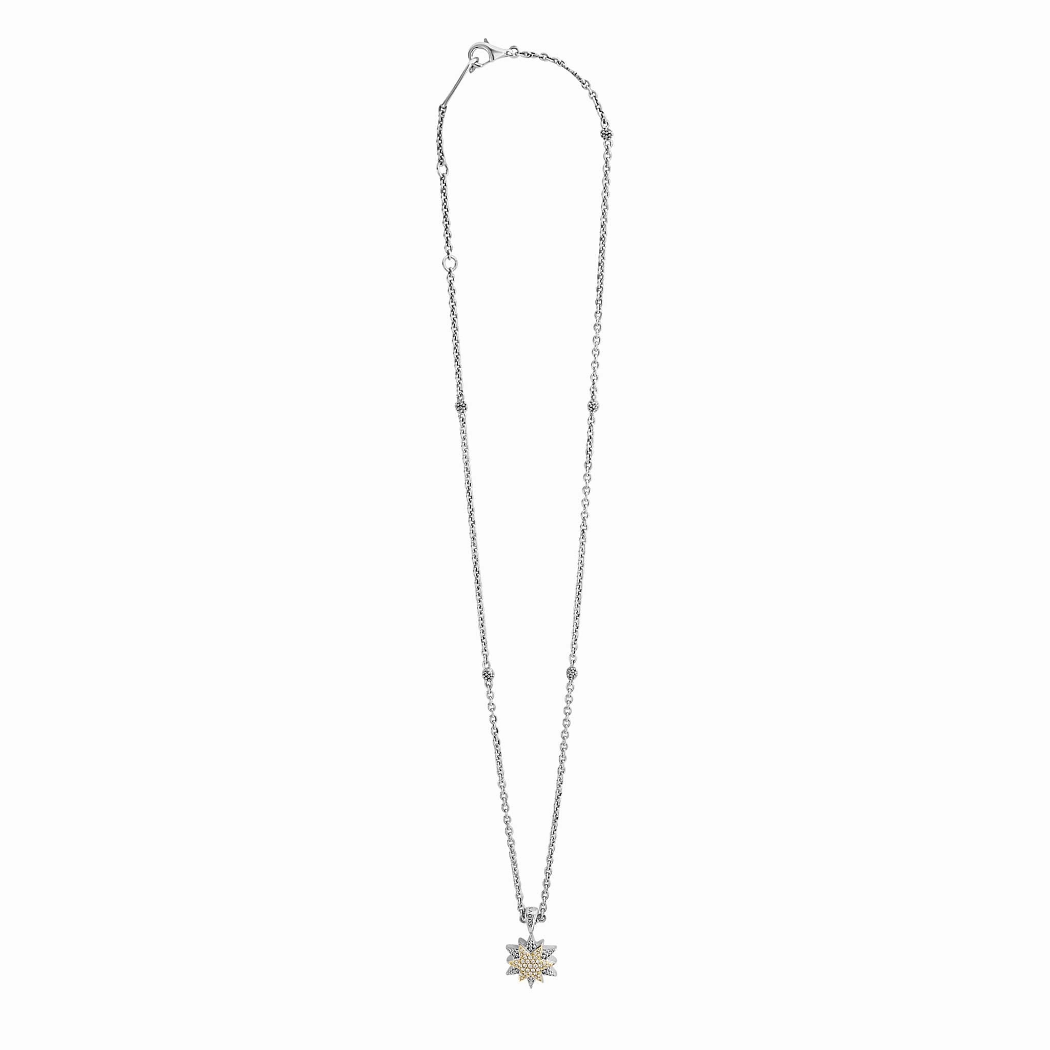 North Star Two-Tone Star Diamond Pendant Necklace