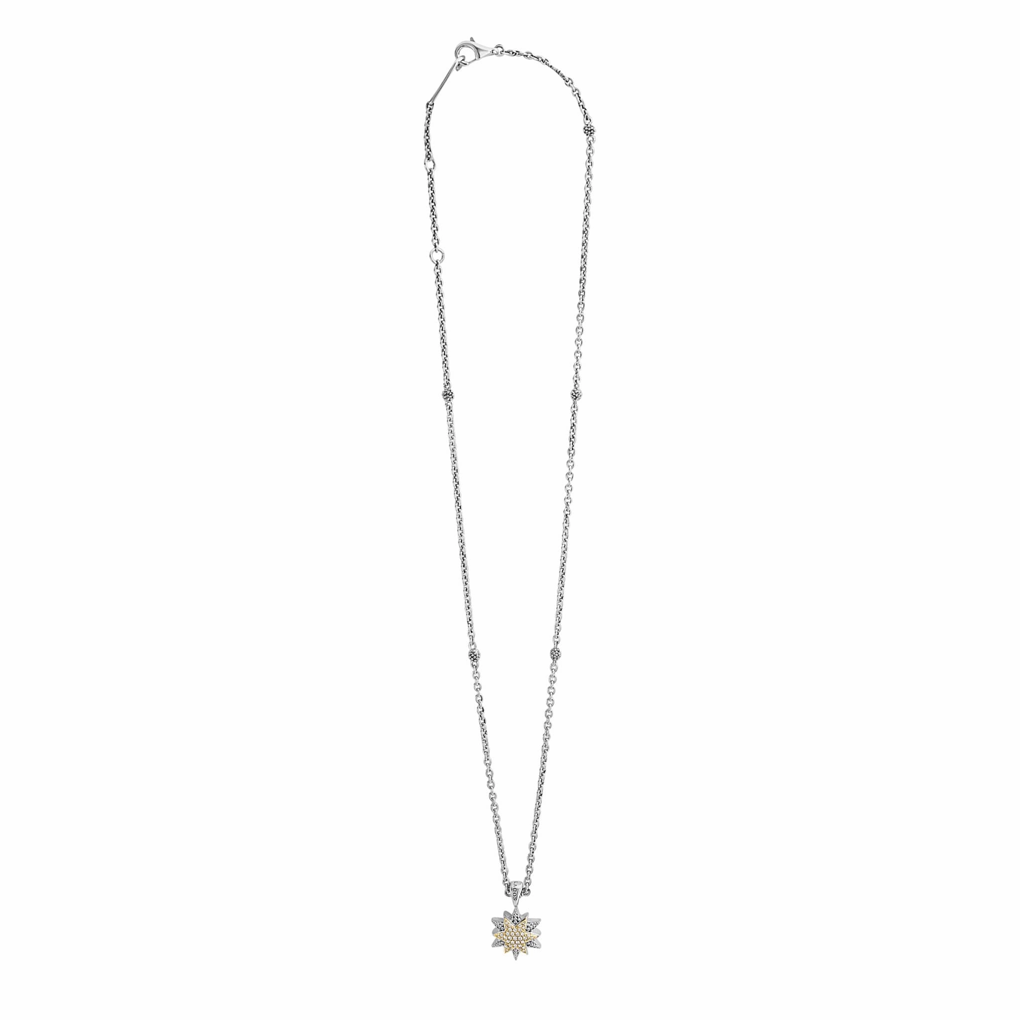 North Star Two-Tone Star Diamond Pendant Necklace
