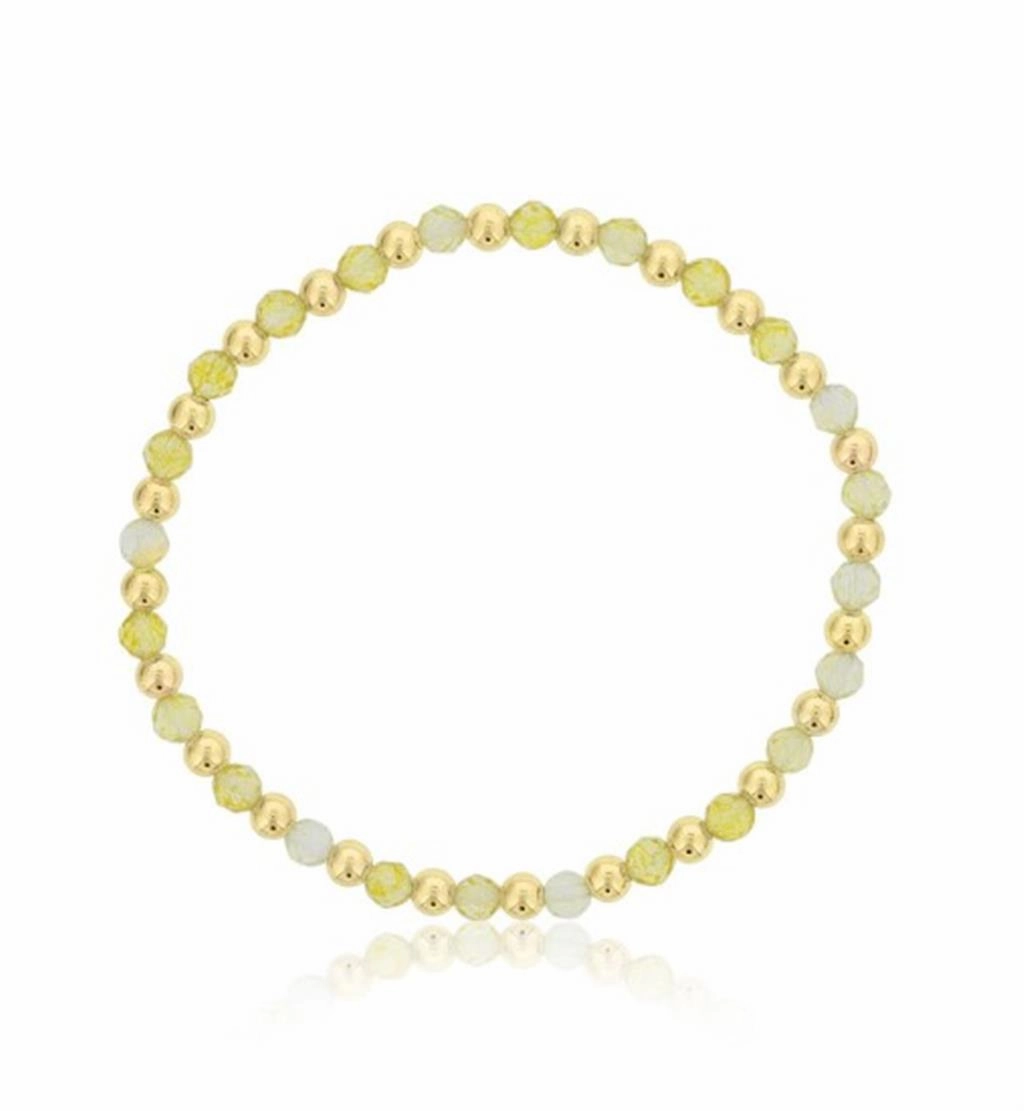 November Birthstone Bracelet: 4mm Faceted Citrine Bracelet With Alternating Yellow Gold Filled Beads