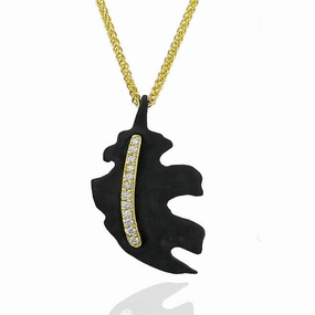 Oak Leaf Diamond Pendant Necklace