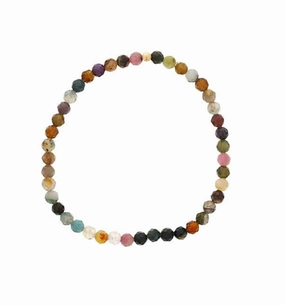 October Birthstone Bracelet: 4mm Faceted Tourmaline Bracelet With Gold Filled Finishing Bead