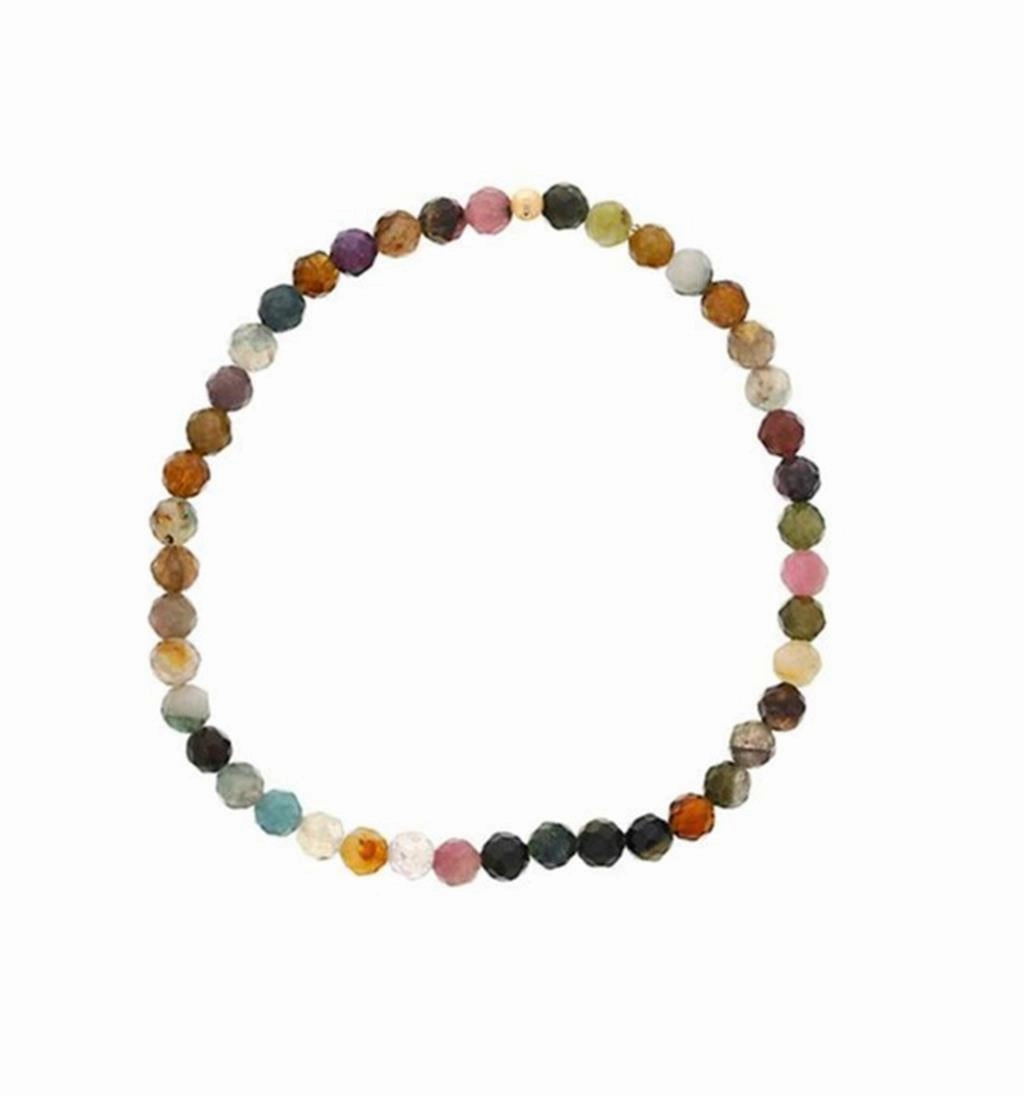 October Birthstone Bracelet: 4mm Faceted Tourmaline Bracelet With Gold Filled Finishing Bead