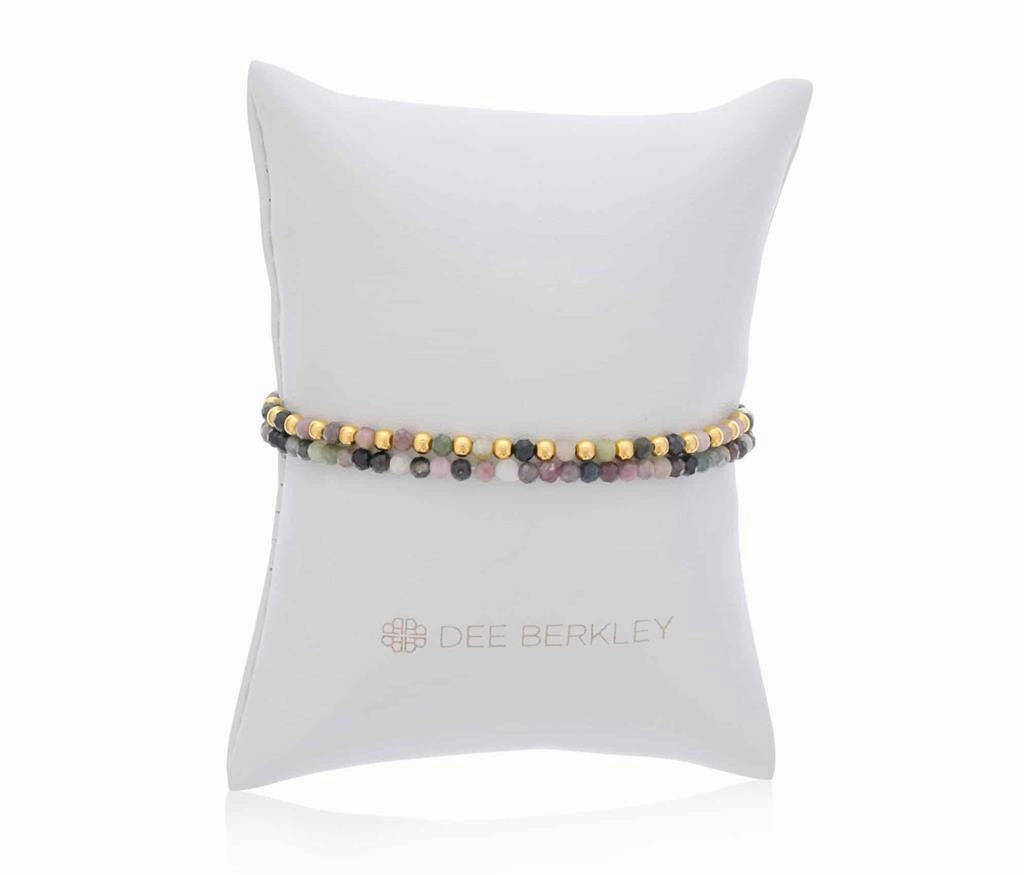 October Birthstone Bracelet Stack: Gold Filled Beads, Tourmalin Bracelet Stack