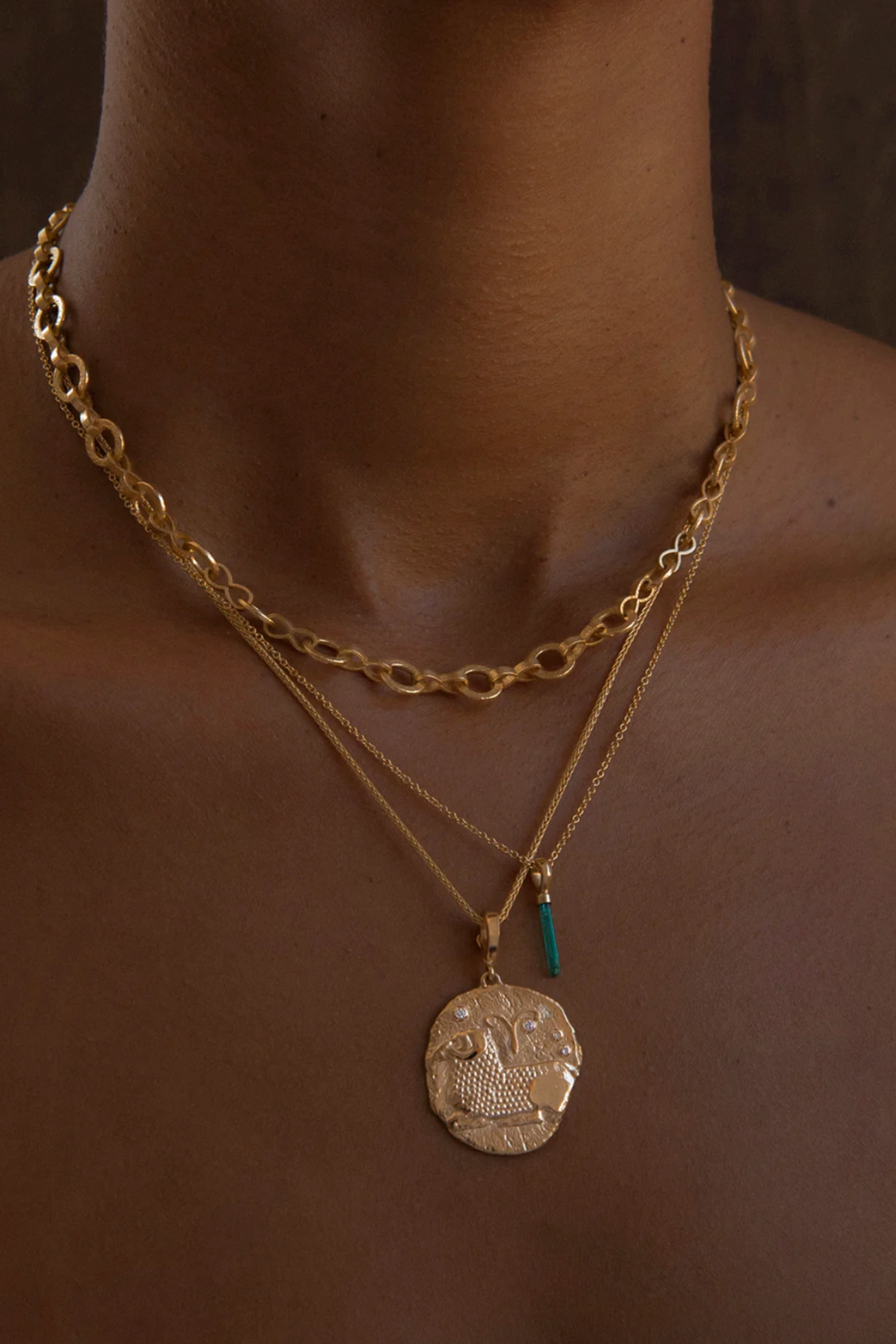 Of The Stars Aries Large Coin Charm, Yellow Gold