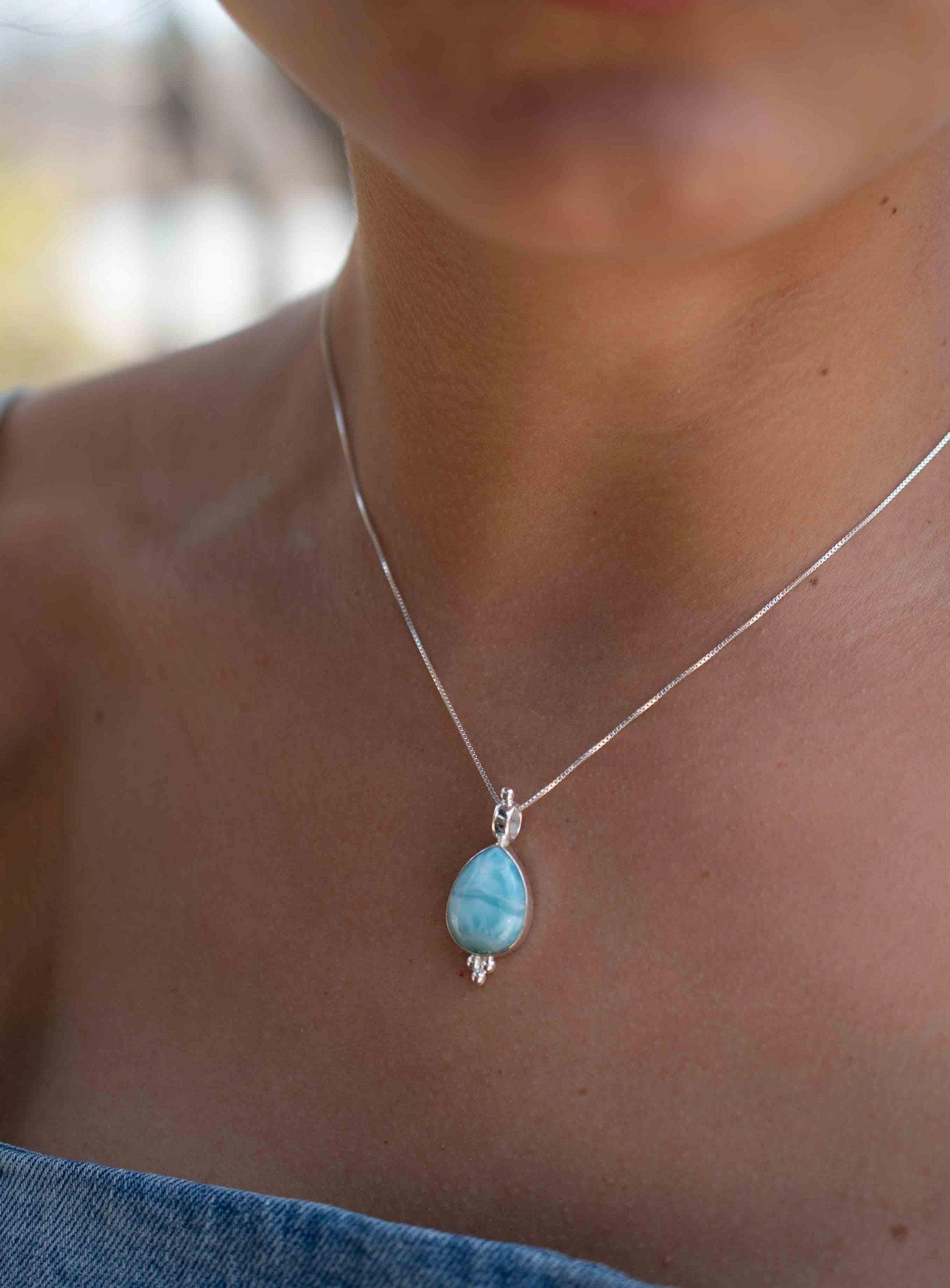 Olivia Necklace ~ Larimar, Labradorite and Moonstone ~ Sterling Silver ~ MP007