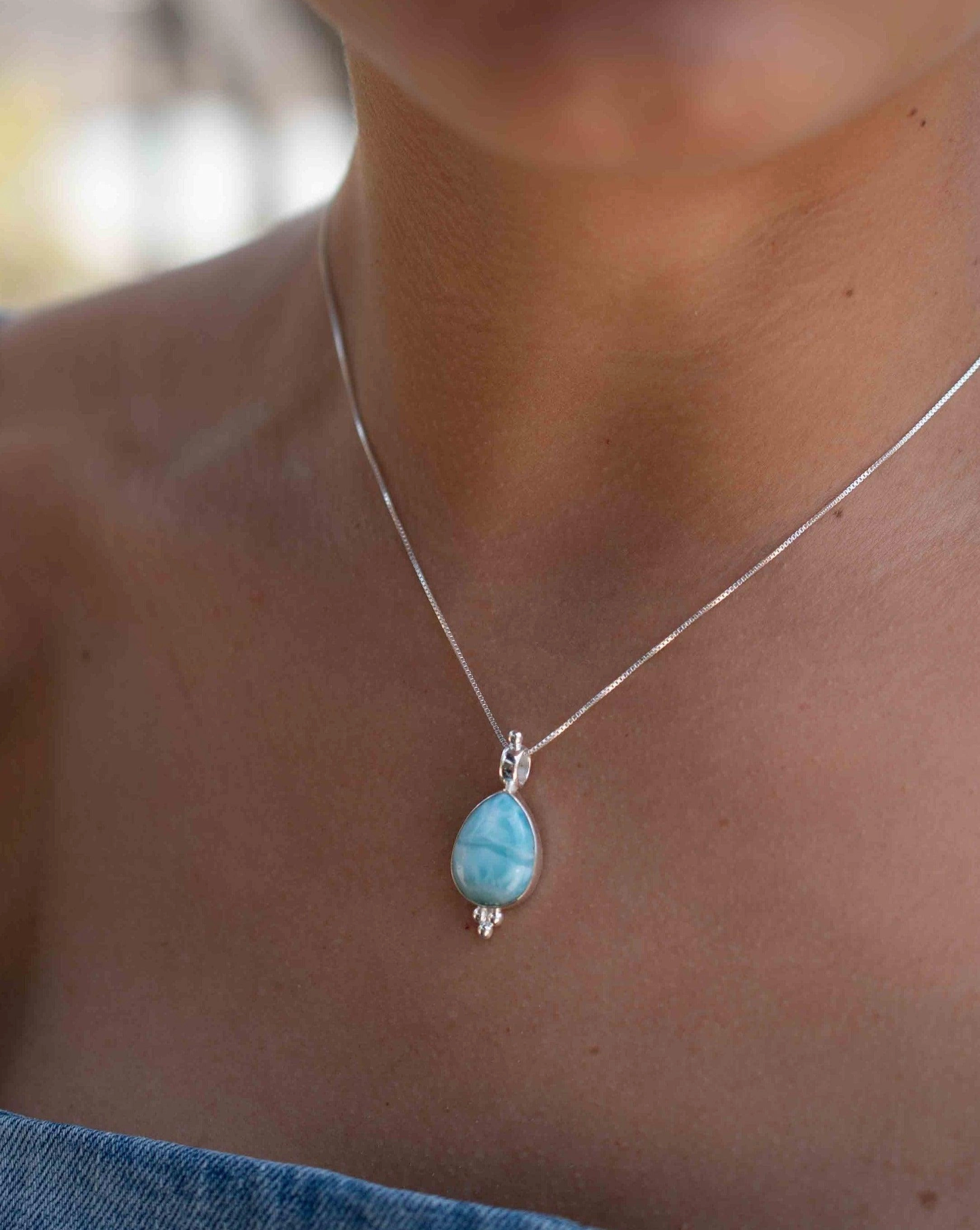 Olivia Necklace ~ Larimar, Labradorite and Moonstone ~ Sterling Silver ~ MP008