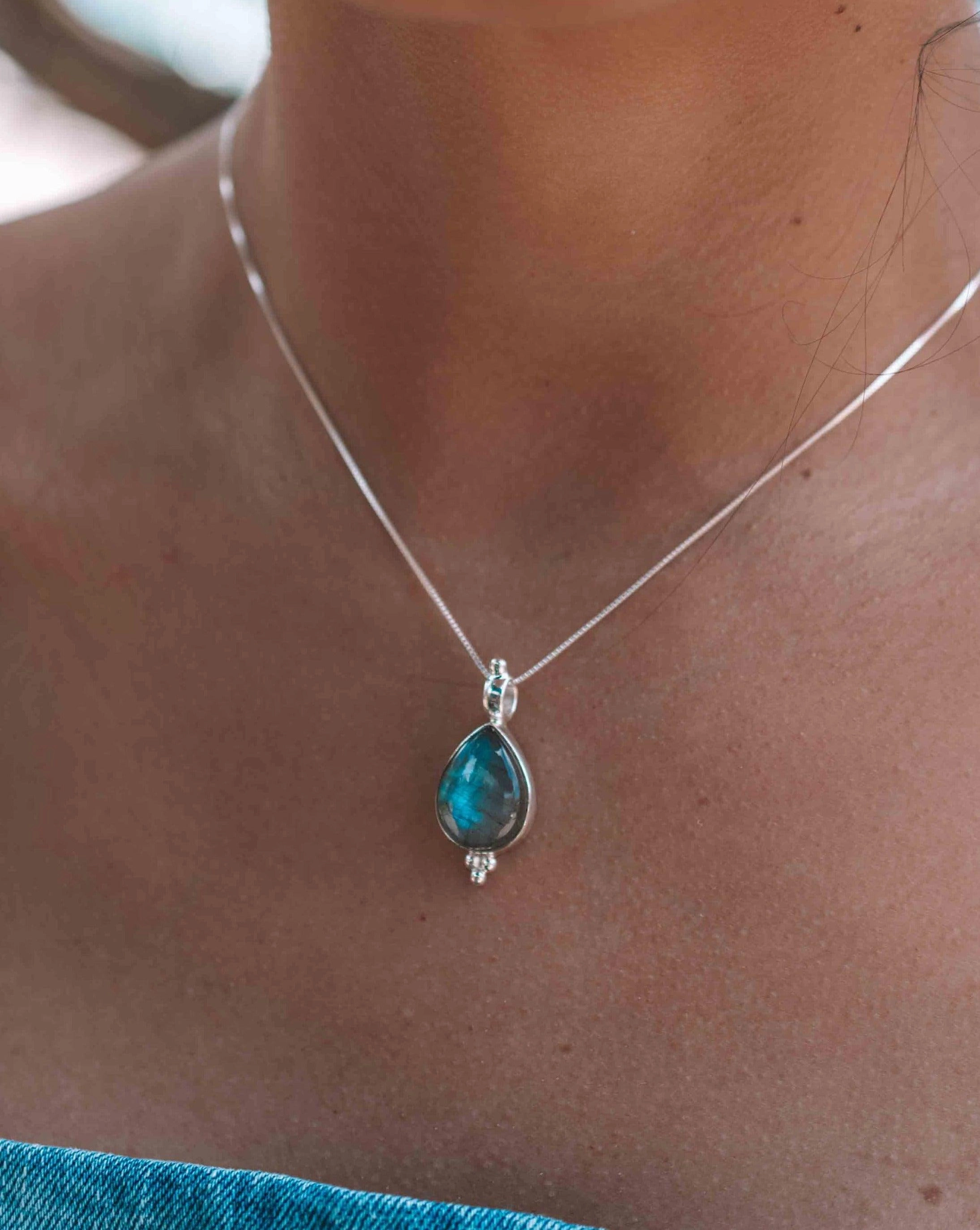 Olivia Necklace ~ Larimar, Labradorite and Moonstone ~ Sterling Silver ~ MP008