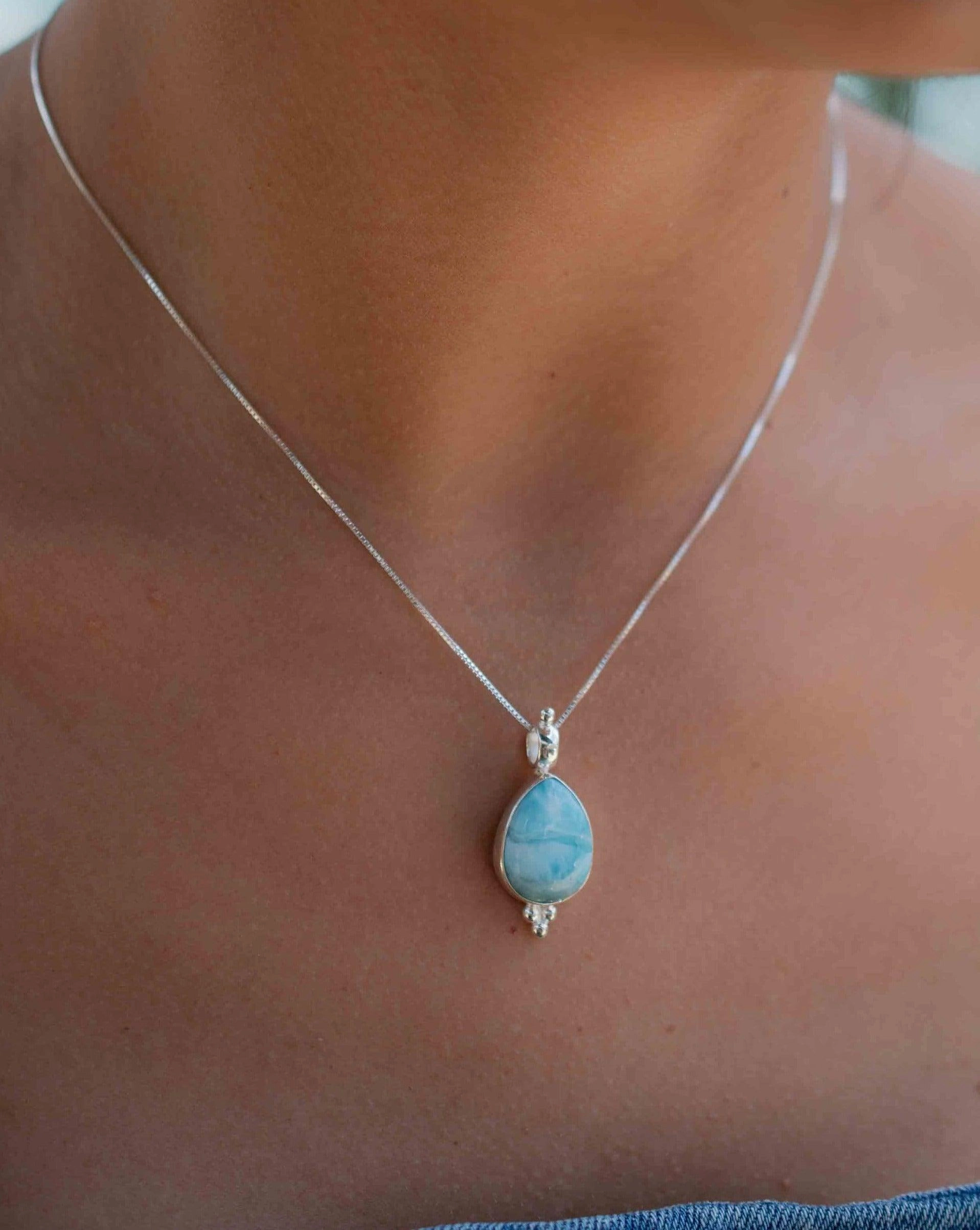 Olivia Necklace ~ Larimar, Labradorite and Moonstone ~ Sterling Silver ~ MP008