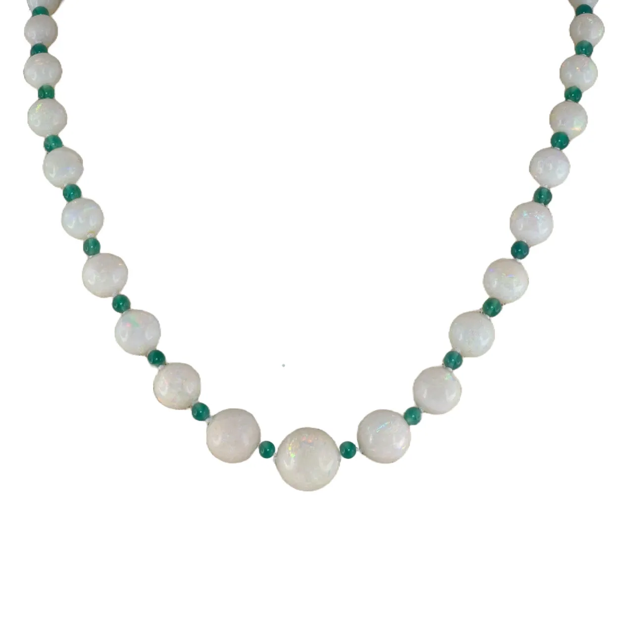 Opal & Green Onyx Graduated Bead Necklace