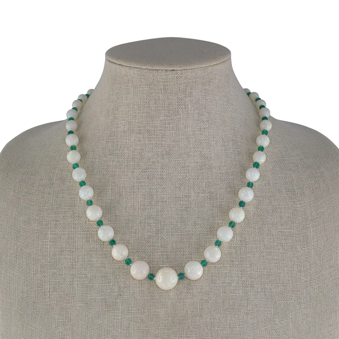 Opal & Green Onyx Graduated Bead Necklace